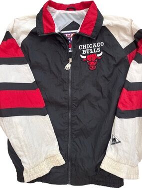Vintage Chicago Bulls NBA Windbreaker Jacket Zip Youth L Jump Ball Club MJ 23